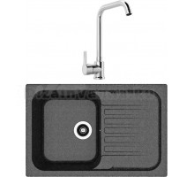 Комплект Мойка Dr. Gans Adel 780 черная + Смеситель MEGA Ege MG-PL10 хром