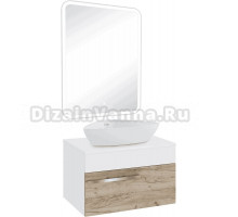 Мебель для ванной комнаты Runo Вудлайн 65 крафтовый дуб, раковина Terzo 60