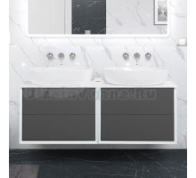 Тумба под раковину со столешницей Cezares Bellagio 140 подвесная, grigio nuvola, bianco opaco