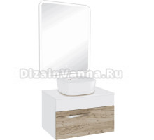 Мебель для ванной комнаты Runo Вудлайн 65 крафтовый дуб, раковина Bella 40