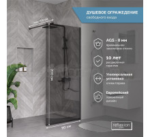 Душевая перегородка Reflexion Walk in RX20090TBL-16 90 см, профиль черный, стекло тонированное