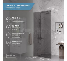 Душевая перегородка Reflexion Walk in RX20090TCR-20 90 см, профиль хром, стекло тонированное