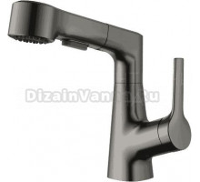 Смеситель для раковины Wonzon & Woghand WW-121B108-BGG с выдвижным изливом, темный графит