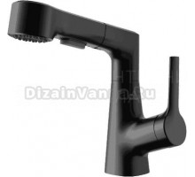 Смеситель для раковины Wonzon & Woghand WW-121B108-MB с выдвижным изливом, черный матовый