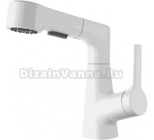 Смеситель для раковины Wonzon & Woghand WW-121B108-MW с выдвижным изливом, белый матовый