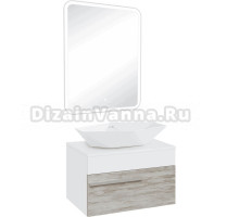 Мебель для ванной комнаты Runo Вудлайн 65 скандинавский дуб, раковина Poligono 65