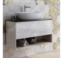 Тумба с раковиной KERAMA MARAZZI Plaza Modern 100 белая, столешница темно-серая