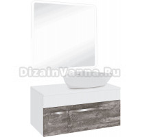Мебель для ванной комнаты Runo Вудлайн 85 железный камень, раковина Terzo 60