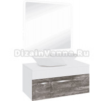 Мебель для ванной комнаты Runo Вудлайн 85 железный камень, раковина Poligono 65