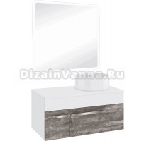 Мебель для ванной комнаты Runo Вудлайн 85 железный камень, раковина Sole 40