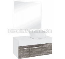 Мебель для ванной комнаты Runo Вудлайн 85 железный камень, раковина Bella 40