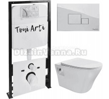 Комплект Унитаз подвесной Toni Arti Lamoli TA-LL4937 безободковый, с микролифтом + Система инсталляции для унитазов Toni Arti TA-01 + Кнопка смыва Toni Arti Tocco TA-0061 хром глянец