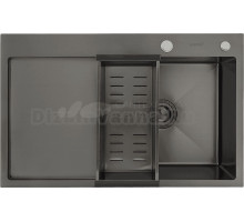 Мойка кухонная Gappo GS7850-6R с коландером, графит