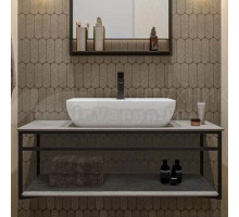 Консоль с раковиной KERAMA MARAZZI Plaza Next 120 подвесная, с раковиной PLR.wb.55.02, черная матовая, серый камень