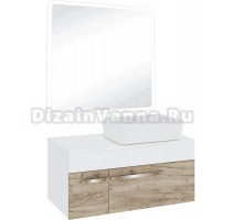 Мебель для ванной комнаты Runo Вудлайн 85 крафтовый дуб, раковина Tre 50