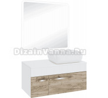 Мебель для ванной комнаты Runo Вудлайн 85 крафтовый дуб, раковина Cuatro 50