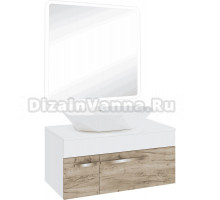 Мебель для ванной комнаты Runo Вудлайн 85 крафтовый дуб, раковина Poligono 65