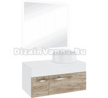 Мебель для ванной комнаты Runo Вудлайн 85 крафтовый дуб, раковина Sole 40
