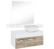 Мебель для ванной комнаты Runo Вудлайн 85 крафтовый дуб, раковина Bella 40