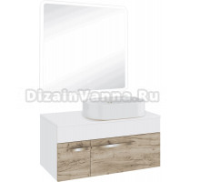 Мебель для ванной комнаты Runo Вудлайн 85 крафтовый дуб, раковина Nuovo 50