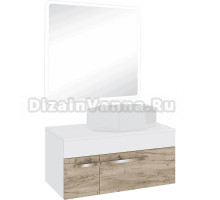 Мебель для ванной комнаты Runo Вудлайн 85 крафтовый дуб, раковина Cristallo 50