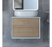 Тумба под раковину со столешницей Cezares Bellagio 70 подвесная, rovere tabacco, bianco opaco