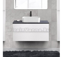 Тумба под раковину со столешницей Cezares Bellagio 46 100 подвесная, bianco ghiaccio, marmo nero opaco