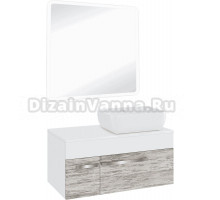 Мебель для ванной комнаты Runo Вудлайн 85 скандинавский дуб, раковина Cuatro 50