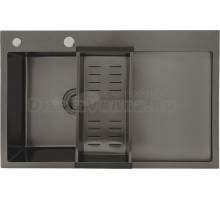 Мойка кухонная Gappo GS7850-6L с коландером, графит