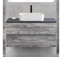 Тумба под раковину со столешницей Cezares Bellagio 46 100 подвесная, legno grigio, marmo nero opaco