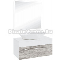 Мебель для ванной комнаты Runo Вудлайн 85 скандинавский дуб, раковина Poligono 65