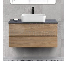 Тумба под раковину со столешницей Cezares Bellagio 46 100 подвесная, noce chiaro, marmo nero opaco