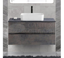 Тумба под раковину со столешницей Cezares Bellagio 46 100 подвесная, ossido, marmo nero opaco