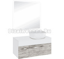 Мебель для ванной комнаты Runo Вудлайн 85 скандинавский дуб, раковина Bella 40