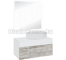Мебель для ванной комнаты Runo Вудлайн 85 скандинавский дуб, раковина Cristallo 50