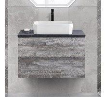 Тумба под раковину со столешницей Cezares Bellagio 46 80 подвесная, legno grigio, marmo nero opaco