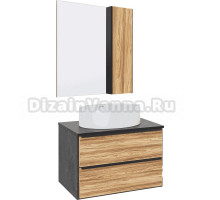 Мебель для ванной комнаты Runo Мальта 70 дуб, черная, раковина Ovale 50