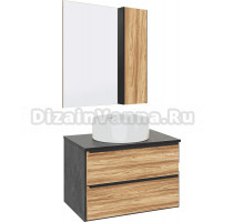 Мебель для ванной комнаты Runo Мальта 70 дуб, черная, раковина Palla 40