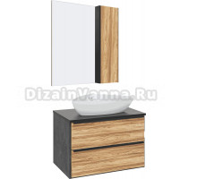 Мебель для ванной комнаты Runo Мальта 70 дуб, черная, раковина Terzo 60