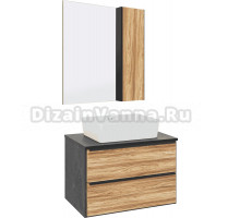 Мебель для ванной комнаты Runo Мальта 70 дуб, черная, раковина Tre 50