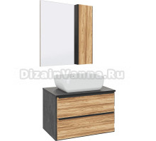 Мебель для ванной комнаты Runo Мальта 70 дуб, черная, раковина Cuatro 50