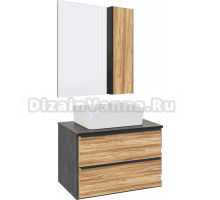 Мебель для ванной комнаты Runo Мальта 70 дуб, черная, раковина Lavello 50