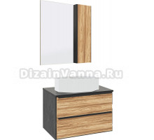 Мебель для ванной комнаты Runo Мальта 70 дуб, черная, раковина Cristallo 50