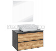 Мебель для ванной комнаты Runo Мальта 85 дуб, черная, раковина Cuatro 50