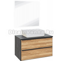 Мебель для ванной комнаты Runo Мальта 85 дуб, черная, раковина Lavello 50