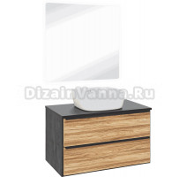 Мебель для ванной комнаты Runo Мальта 85 дуб, черная, раковина Bella 40