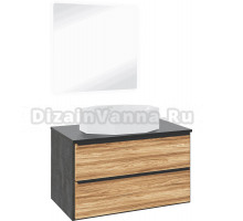 Мебель для ванной комнаты Runo Мальта 85 дуб, черная, раковина Cristallo 50