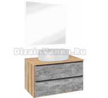 Мебель для ванной комнаты Runo Мальта 85 дуб, серая, раковина Ovale 50