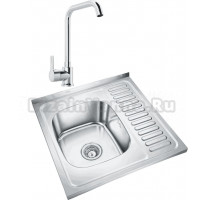 Комплект Мойка Emar Steel T6060LQ L + Смеситель MEGA Ege MG-PL10 хром