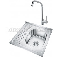 Комплект Мойка Emar Steel T6060RQ R + Смеситель MEGA City MG- ZRV104 хром